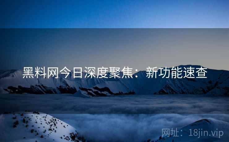 黑料网今日深度聚焦：新功能速查