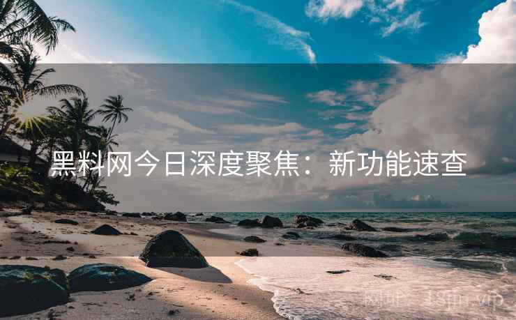 黑料网今日深度聚焦：新功能速查