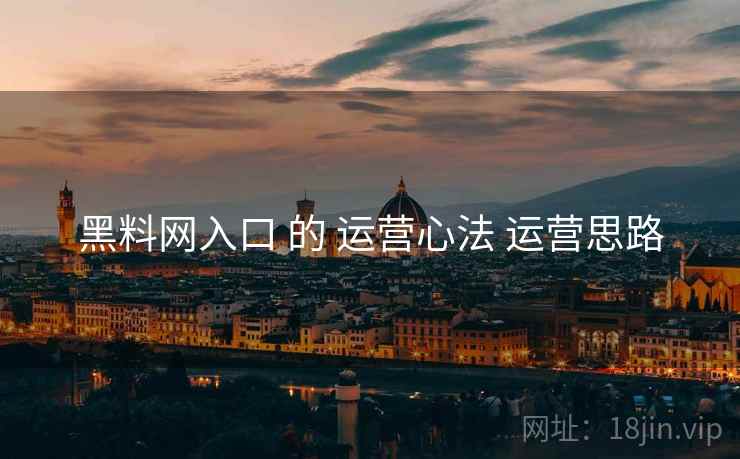 黑料网入口 的 运营心法 运营思路